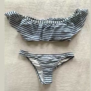 Victoria Secret black white ruffle ruched bikini s